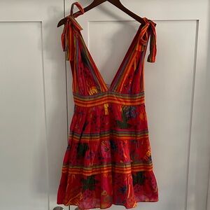 Farm Rio Colorful Sleeveless Dress with Tie Straps